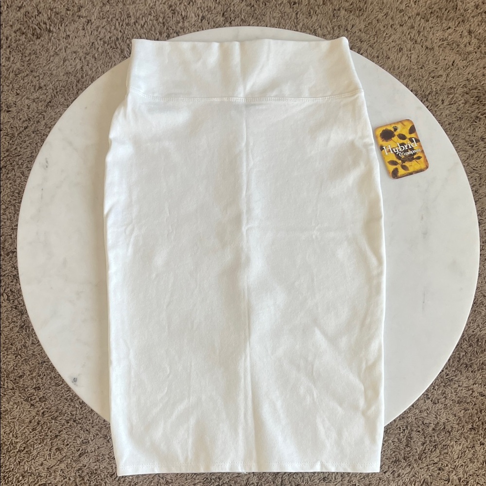 Hybrid & Company Pencil Skirt Small White Stretchy Back Slit NWT
